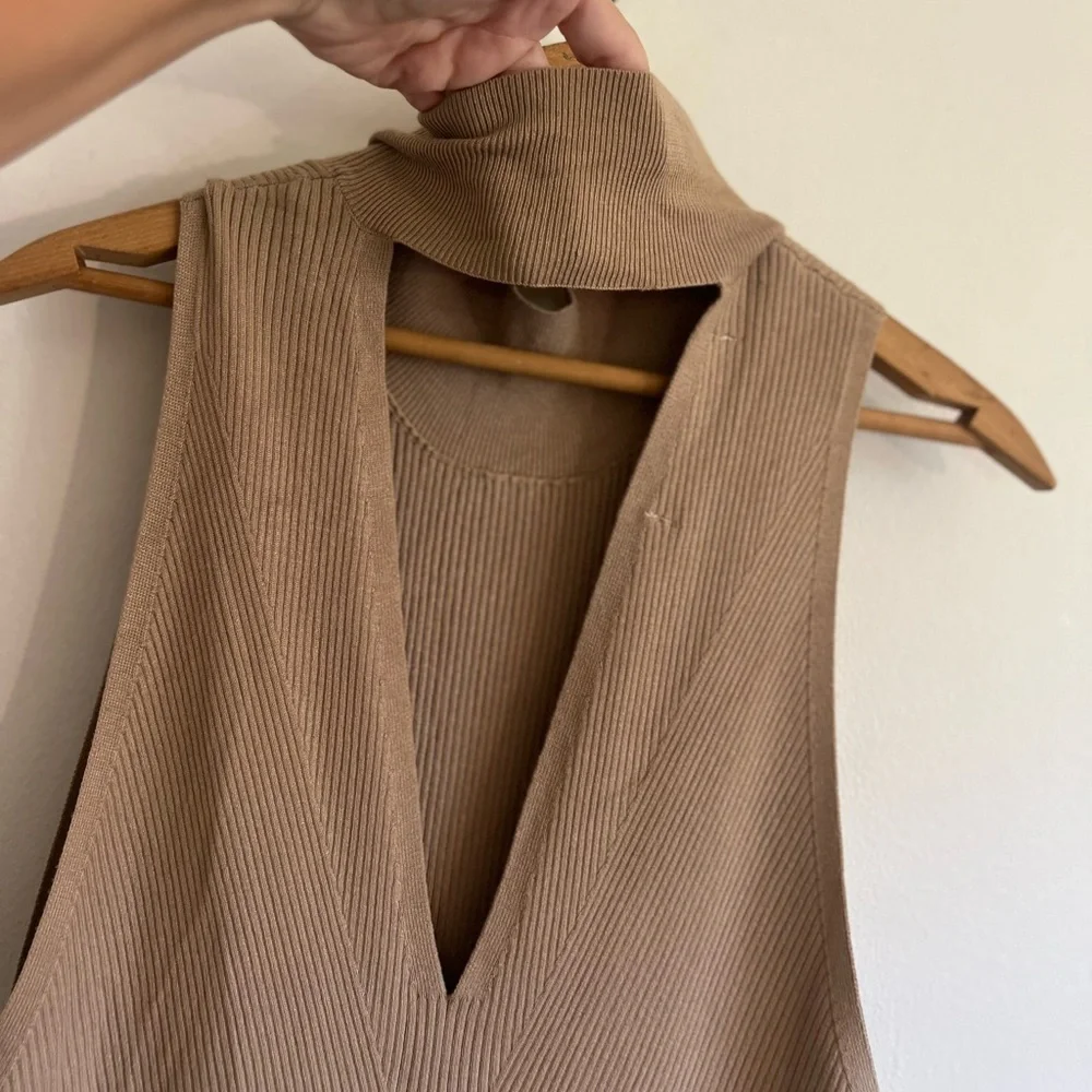 Anthropologie Mock Neck Midi Dress Tan size XL - Picture 10 of 15